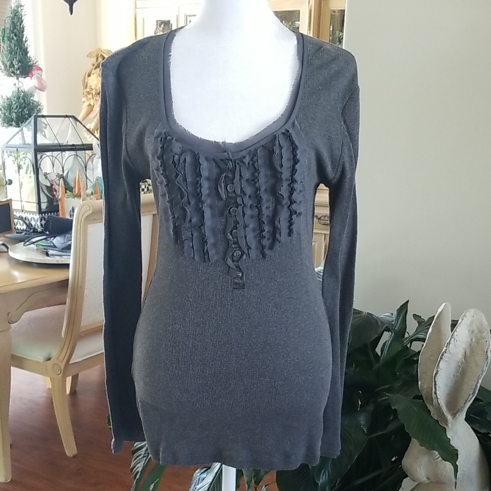 Banana Republic Charcoal Long Sleeve Top